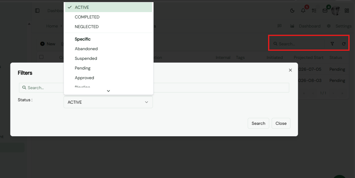 Filter Project status