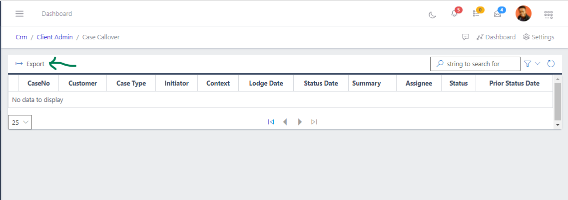 Fig 2 Exporting Case Call Over