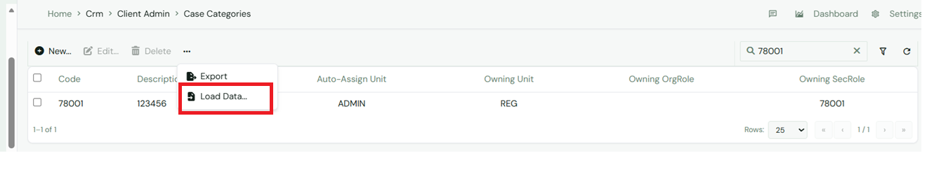 case category source dropdown menu