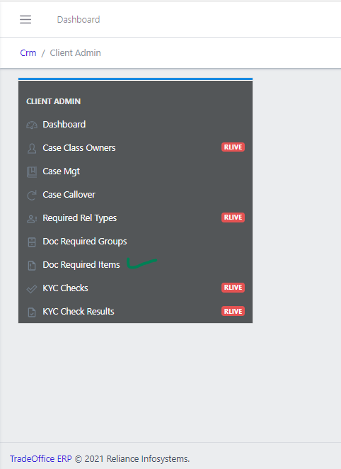 Fig 1 Navigating to Document Required Item