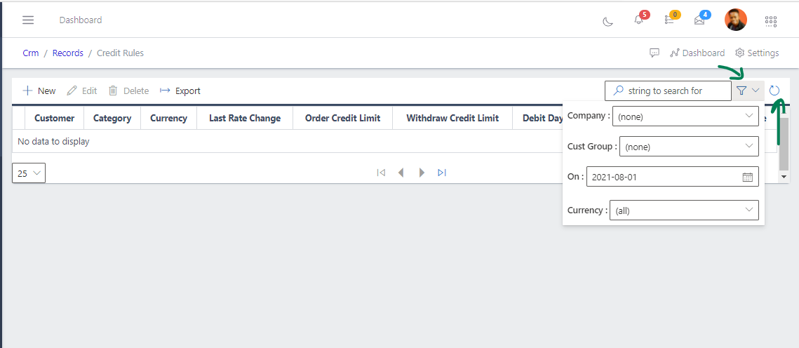 Fig 1 Searching Credit Rules