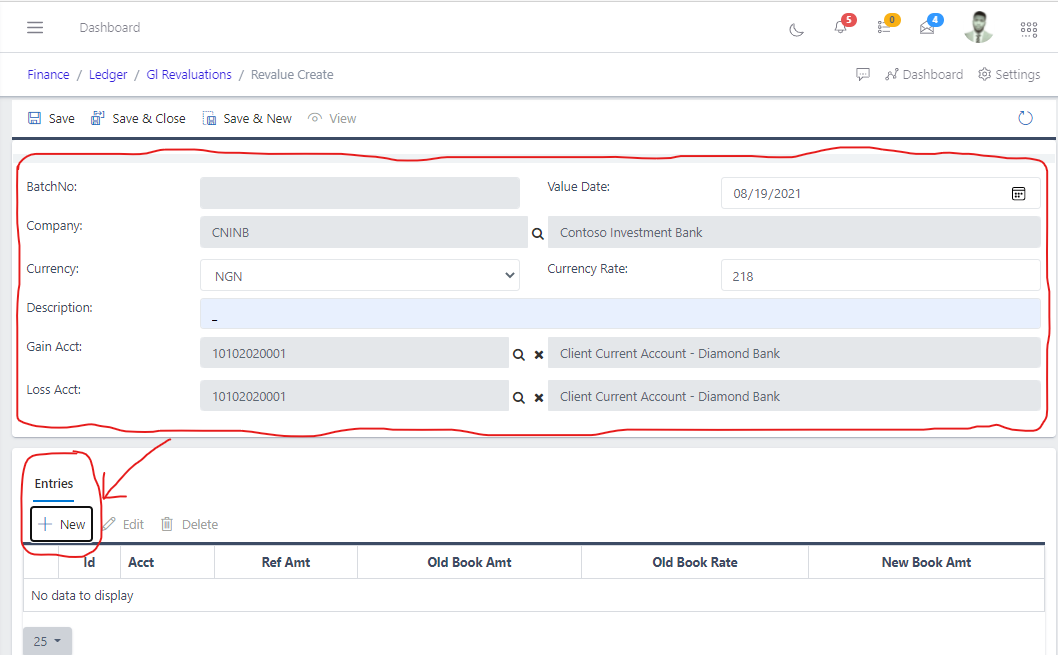 Image showing fields in Entries tab