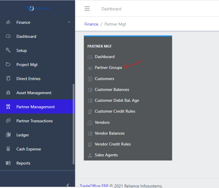 image showing partner groups navigation