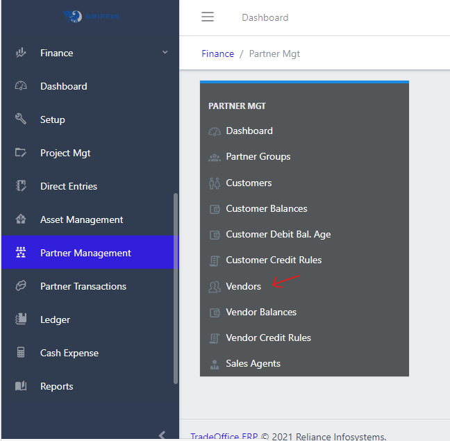 image showing vendors navigation