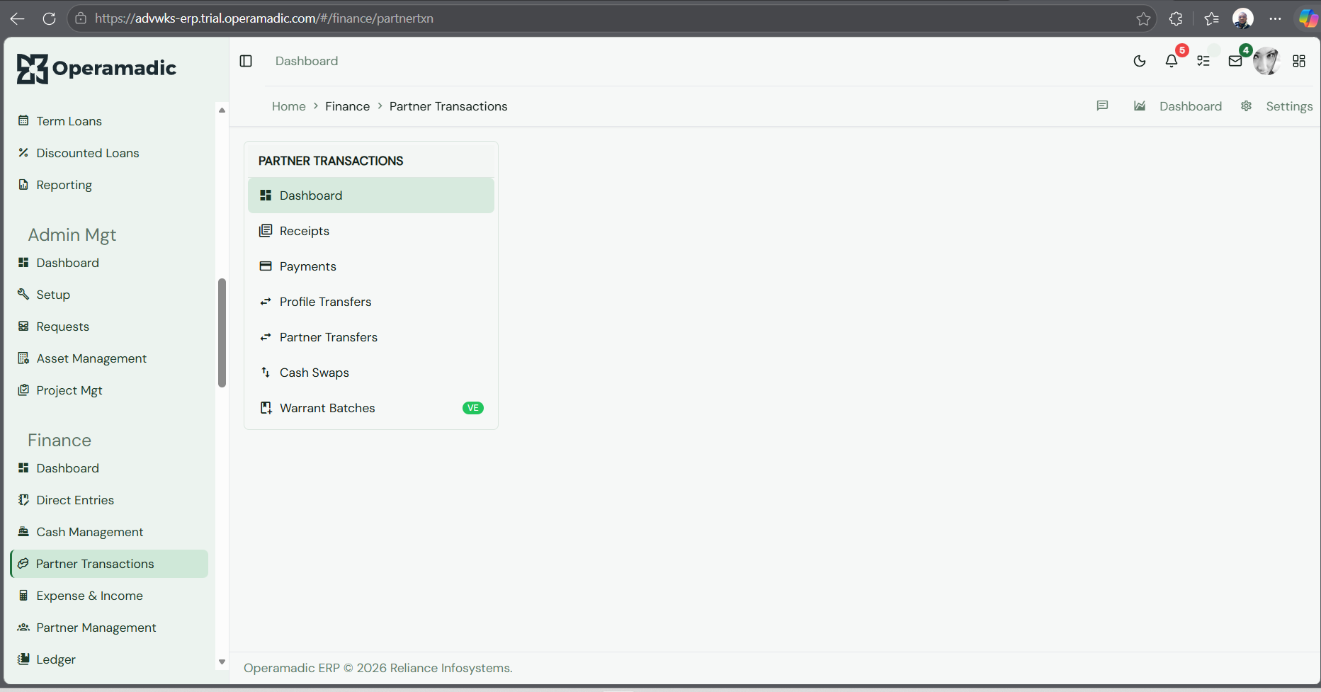 Fig 1 Navigating to Partner Transfers
