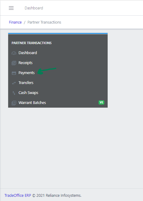 Fig 1 Navigating to Payment