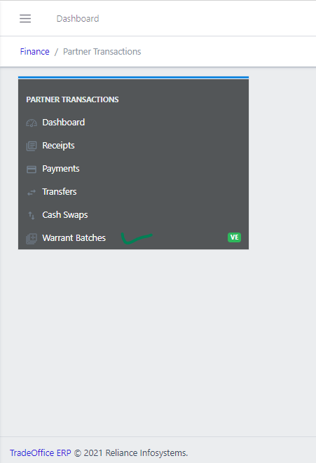 Fig 1 Navigating to Warrant Batches