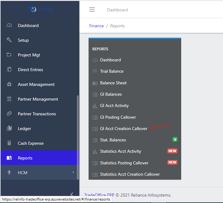 Image showing GL Account Creation CallOver