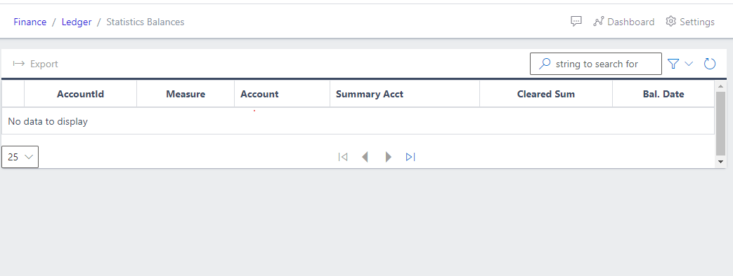 Image showing list view of Statistics Balances