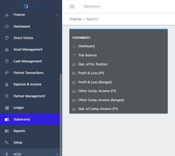 Ledger dashboard view