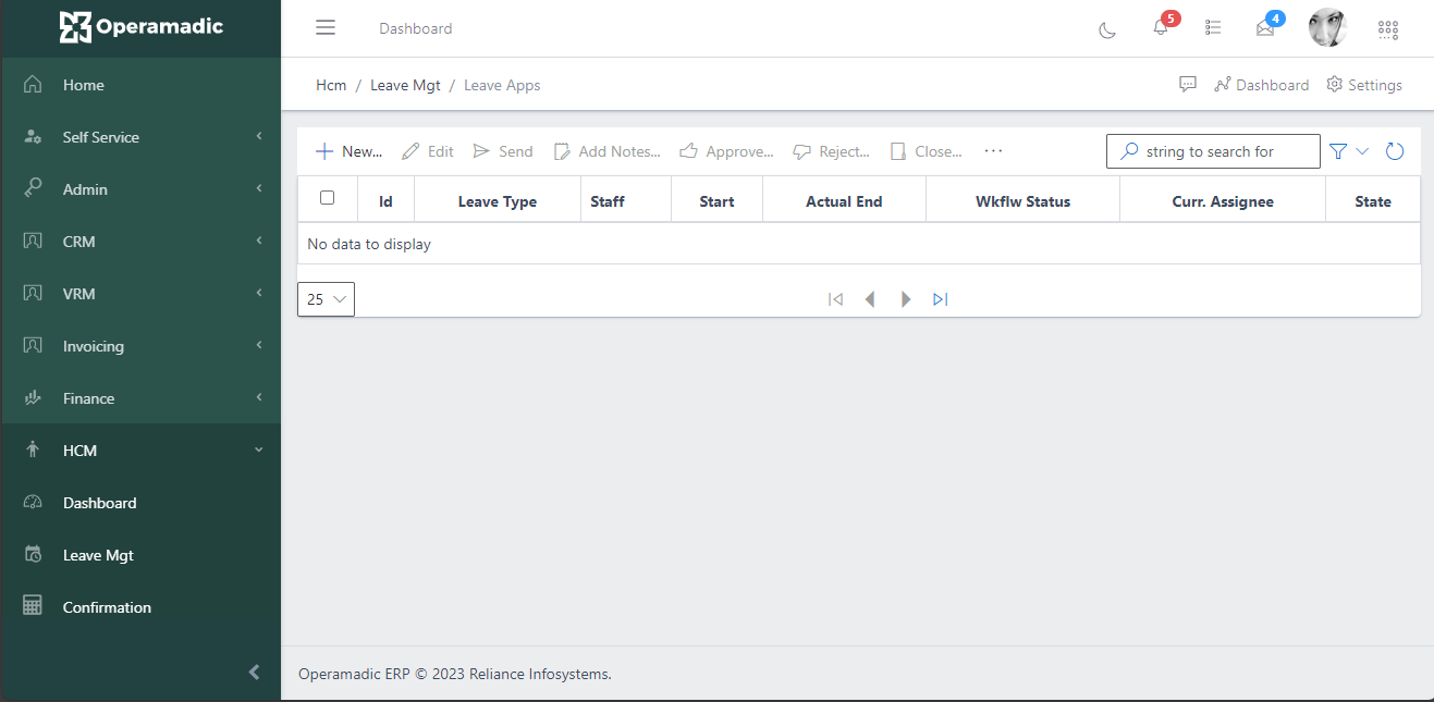 Fig 1 Viewing Leave Application