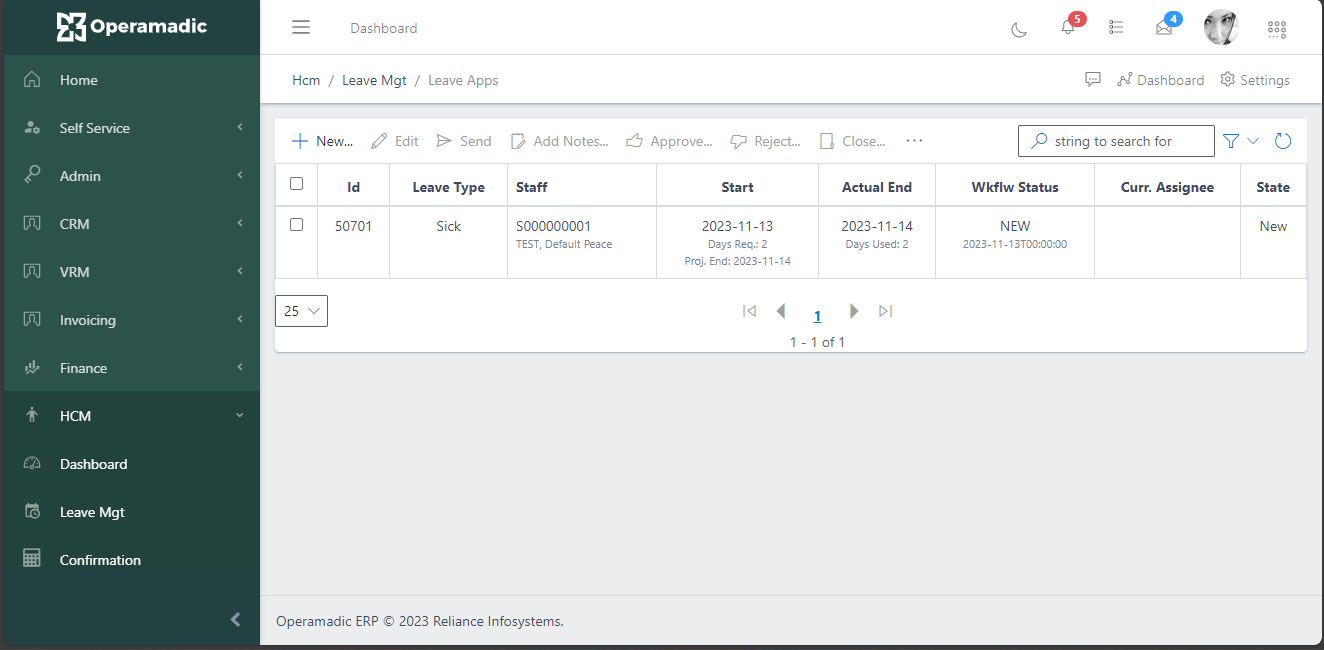 Fig 3 Creating Leave Application-filling details