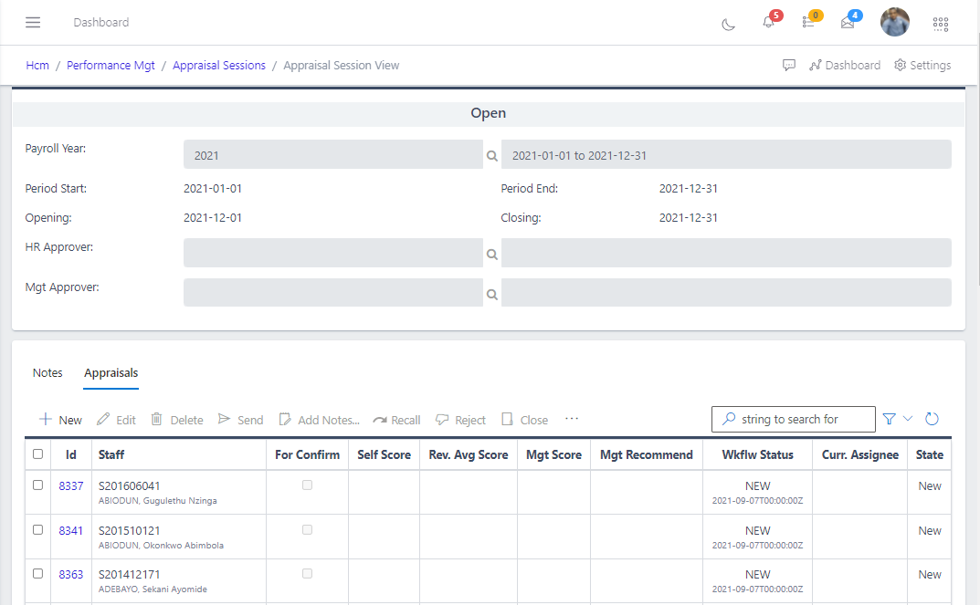 Fig 4. Showing all targets after opening a new session