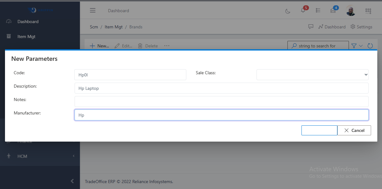 Fig 1.o Brand create page