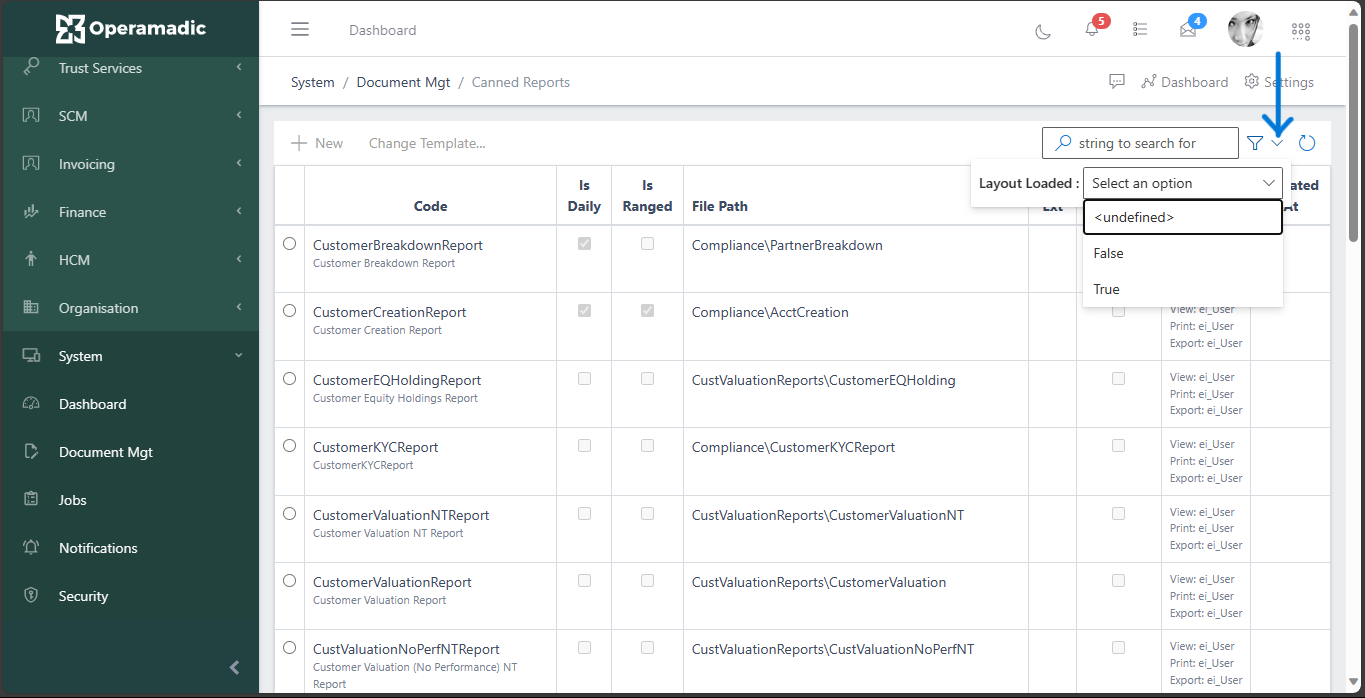 Canned Reports Search