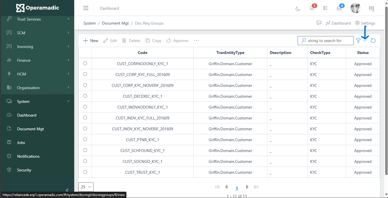 Document Requirement Groups Search