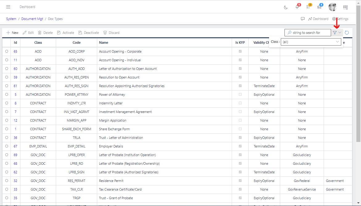 Document Types Search